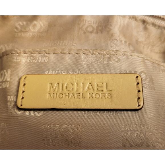 Michael Kors Gray Leather Satchel Handbag Purse Gold Hardware - Picture 9 of 15